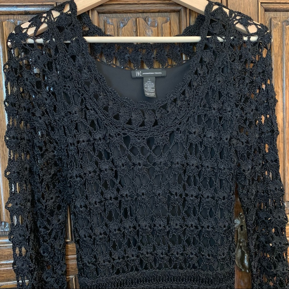 INC scoop neck crochet dress